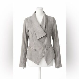 Rampage Faux Suede Moto Jacket Gray Cropped Asymmetrical Biker Y2K Small